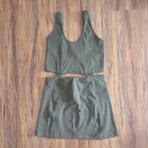 adidas Olive Green Women's Mini Skirt Set